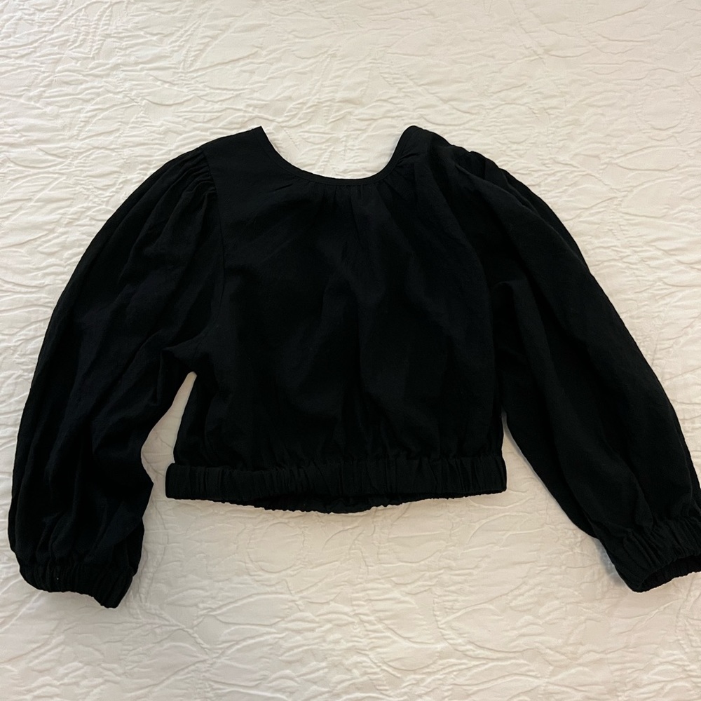 a new day black 3/4 sleeve crop top black S small